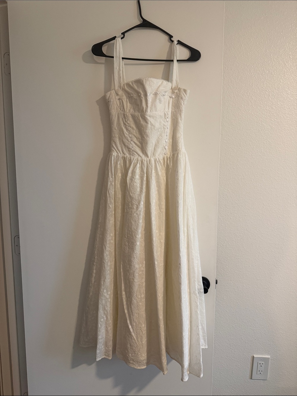 House of CB Cream Lace Midi Dress with Thin Straps